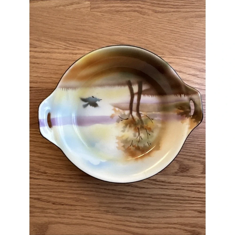 Erdmann Schlegelmilch‎ Dish/Plate Hand Painted Landscape Saxe Germany VTG